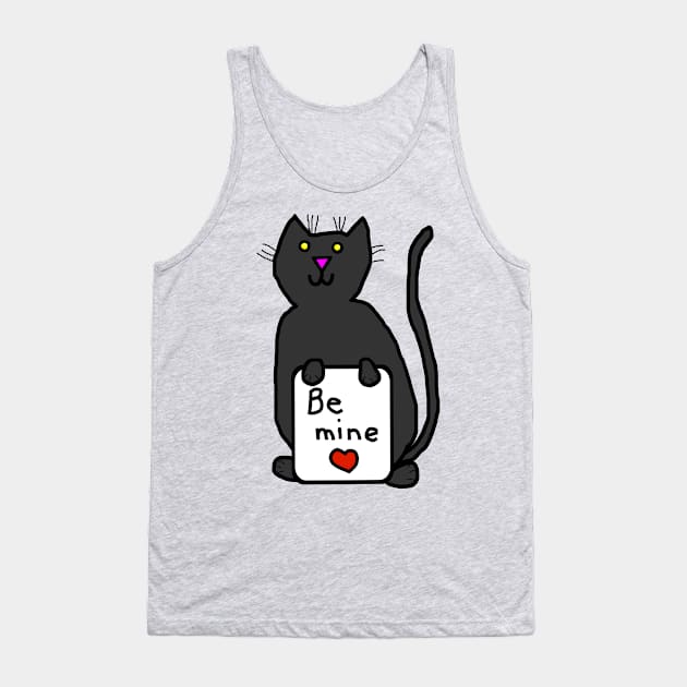 Cute Cat says Be Mine on Valentines Day Tank Top by ellenhenryart